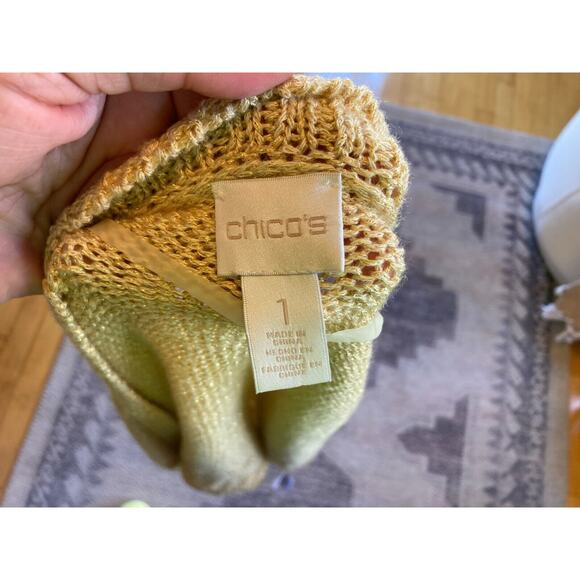 Womens‎ Chico's Sz 1 Yellow Cardigan Top Knitted Long Sleeve Open - Picture 3 of 6